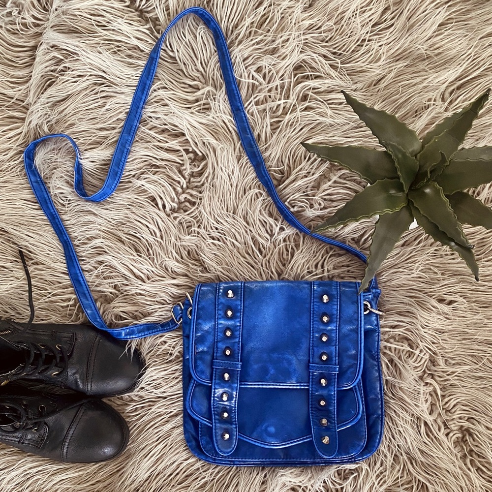 Blue studded crossbody